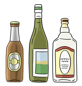 Illustration Flaschen mit Alkohol