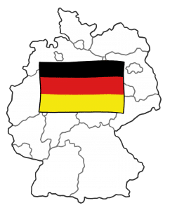 Illustration Deutschland Flagge auf Land skizziert