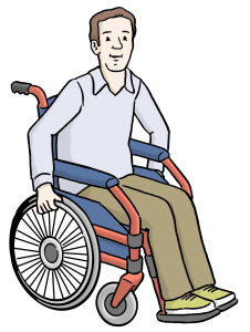 Illustration, Mann im Rollstuhl