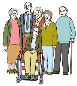 Illustration, ältere Menschen