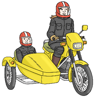 Illustration, Motorrad mit Beiwagen