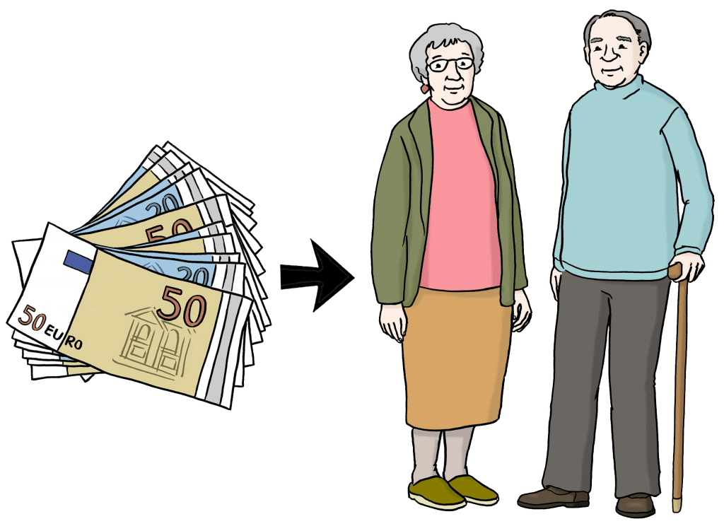 Illustration, Rente von älteren Personen