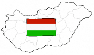 Illustration Flagge Ungarn auf Landkarte skizziert