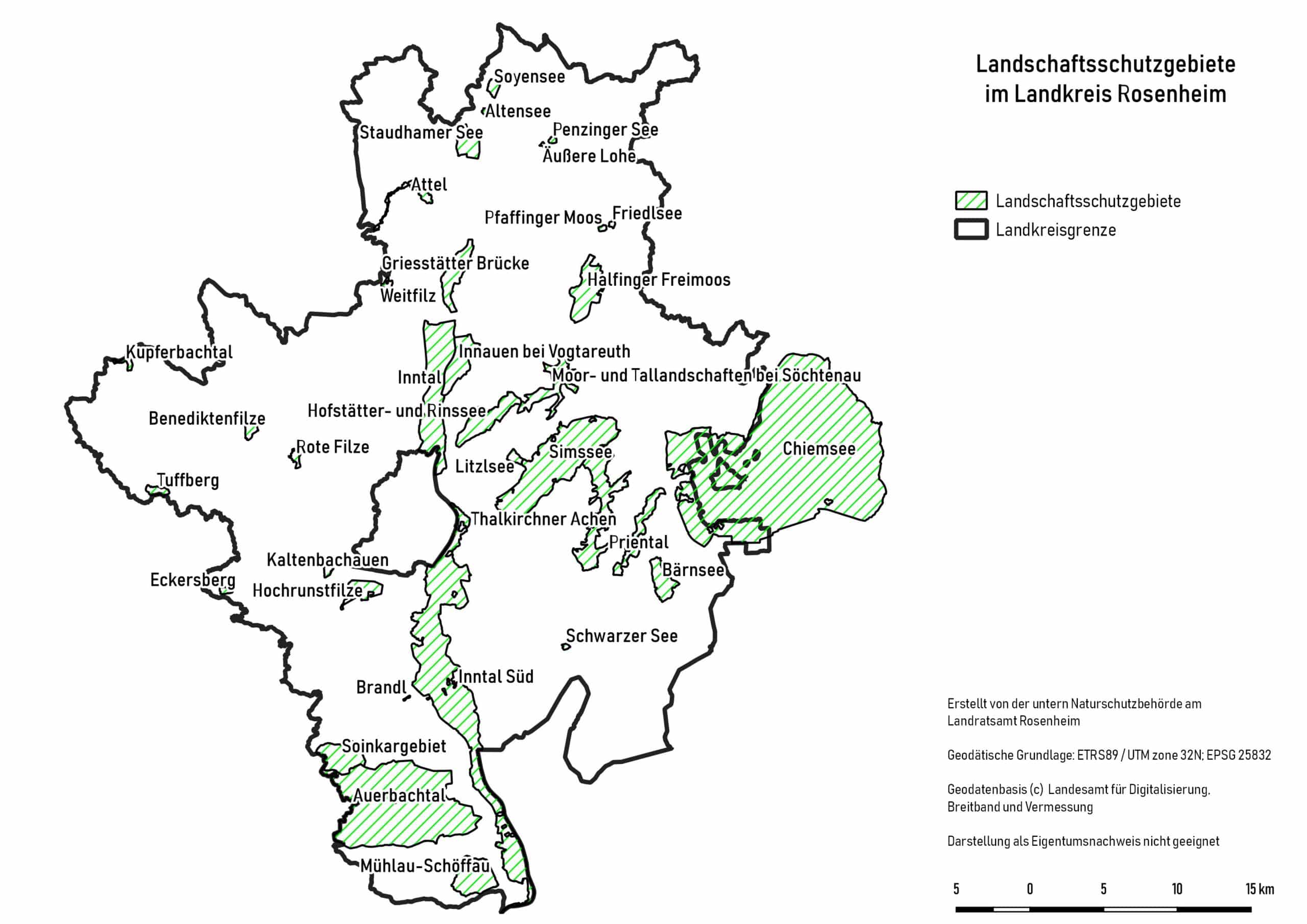 Übersicht der Landschaftsschutzgebiete im Landkreis Rosenheim, Stand 30.06.2022