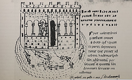 Aus dem Codex Falkensteinensis: Burg Hademars Perch (Hartmannsberg) (Bayerisches Staatsarchiv)