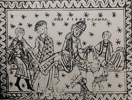Zeichnung zeigt Siboto IV. mit Familie